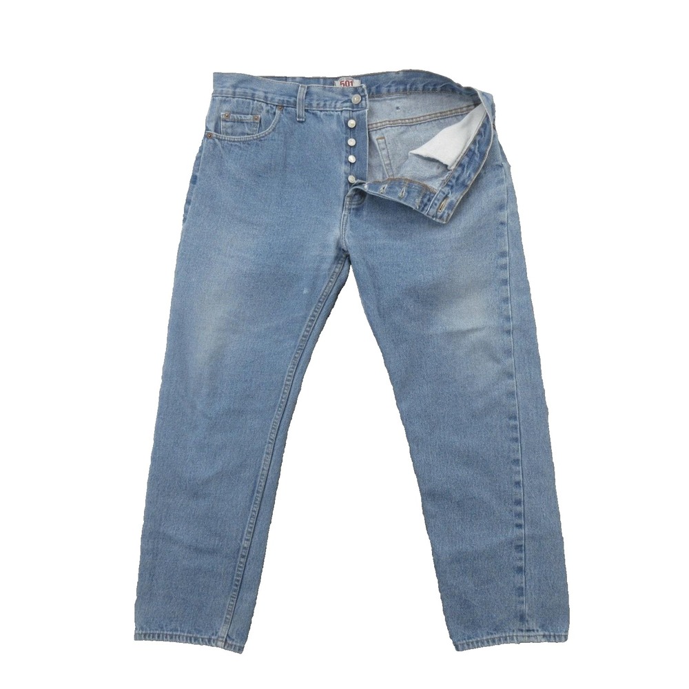 Vintage Levis 501 Jeans Mens 37X28 Blue Denim Straight Leg Button Fly USA 90s